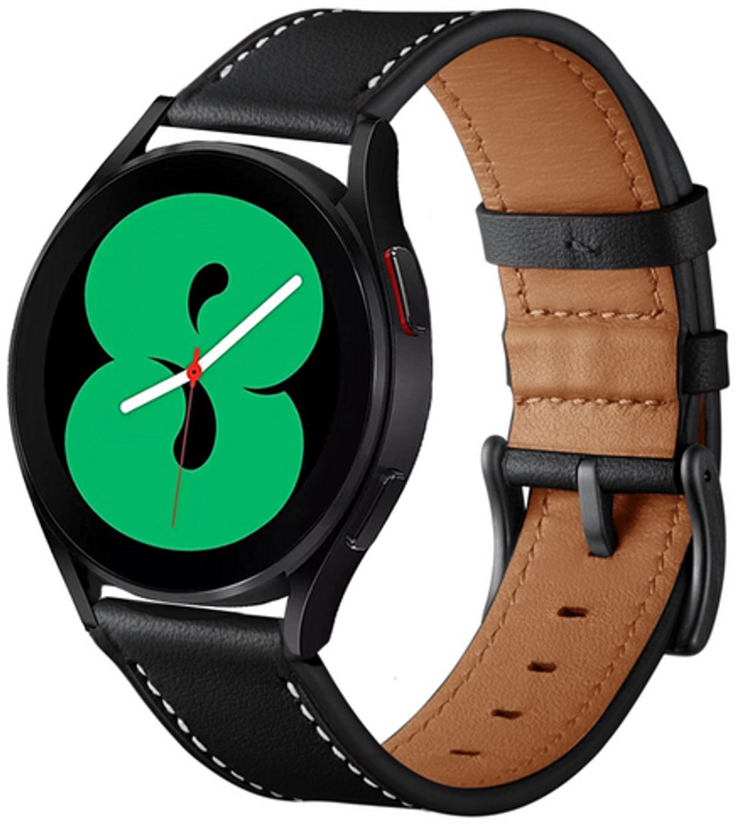 By Qubix - lederen bandje - Zwart - geschikt voor Huawei Watch 5 - 46mm