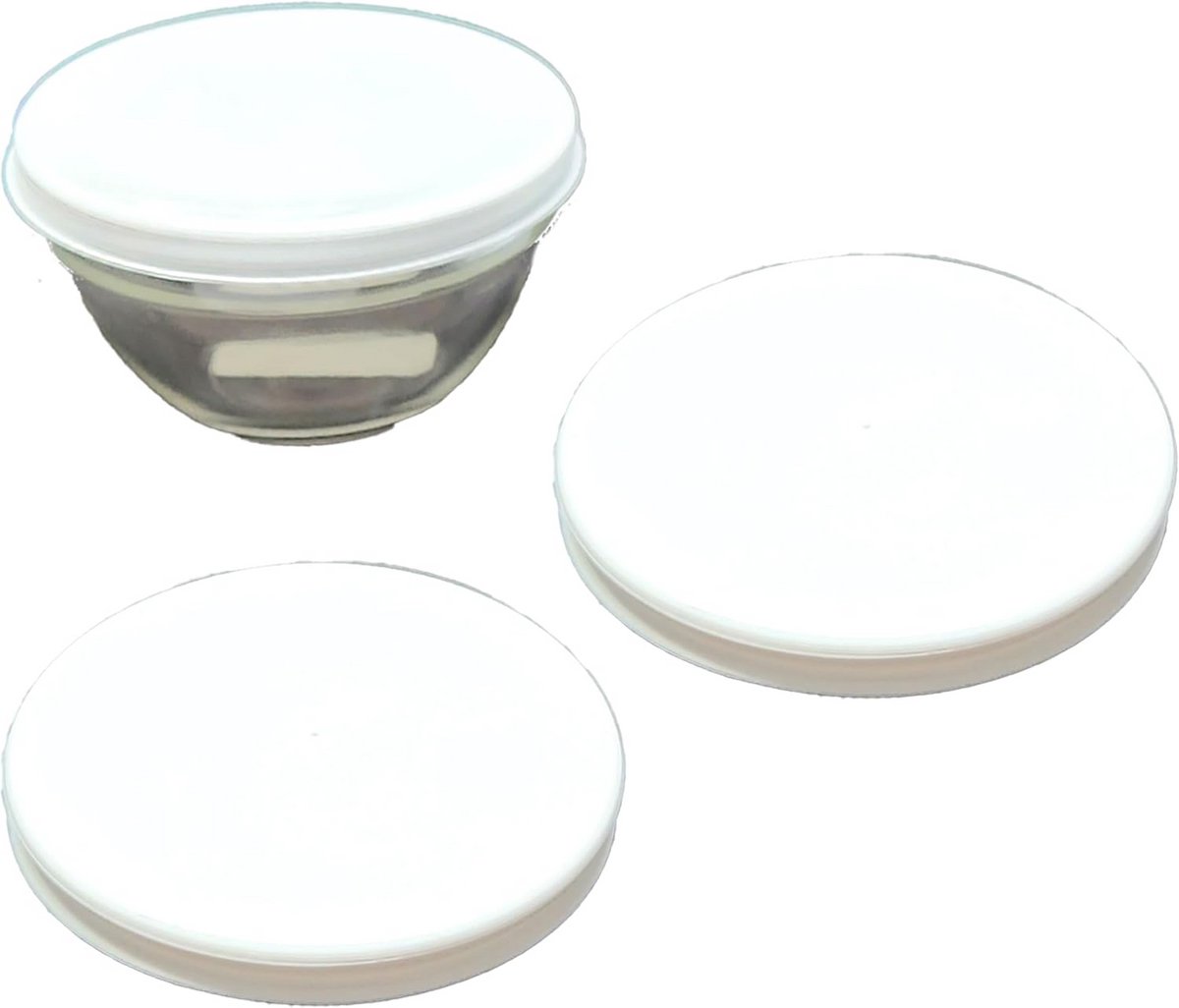 3 Stuks Witte Deksel Ø17,5 cm voor Salade- en Glazen Kom (Set van 3)
