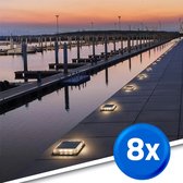 Solar buitenlamp - Grondspot 'Square' - Voordeelset van 8 stuks - Helder wit licht - Op zonne-energie