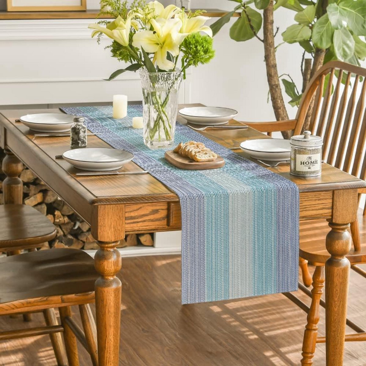 Tafelloper Linenslook Wasbaar Grijs 40x140 cm - Modern Landhuis Stijl voor Eettafel