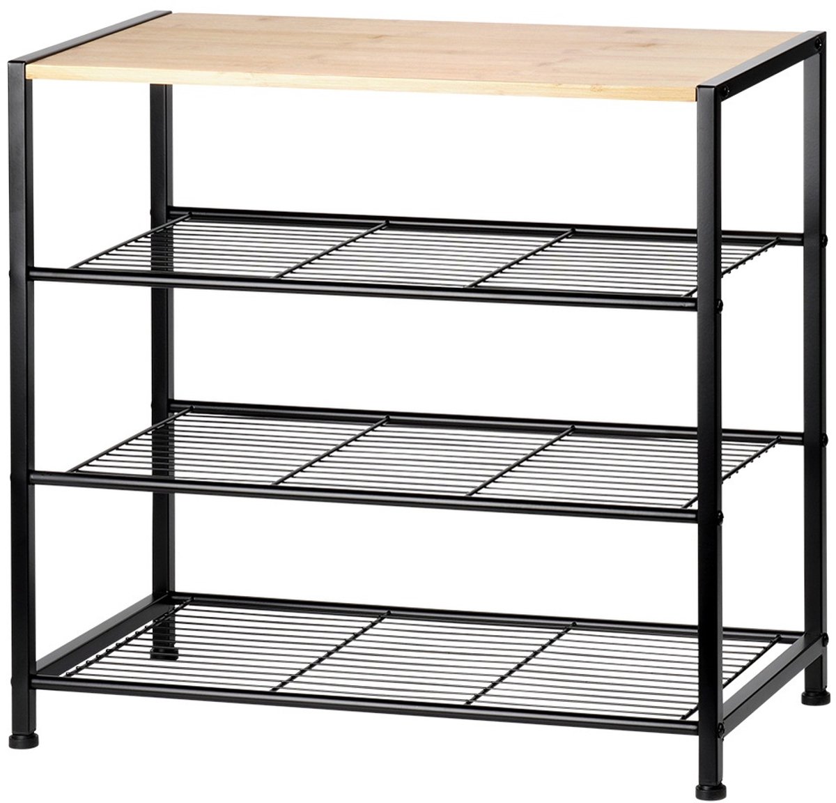 Vilde Bamboo Black - Schoenenrek - Met 3 niveaus - Met bamboe plank - Compact ontwerp