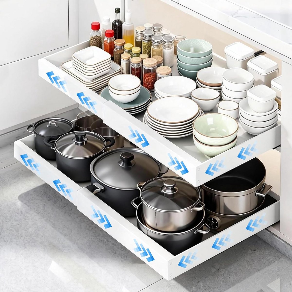 Uitschuifbare Kastplank Organizer Wit – Verstelbaar 32 tot 53 cm Breed – Boorvrije Montage