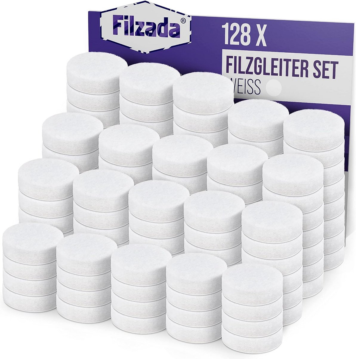 128x Zelfklevende Viltglijders Rond 20 mm Wit Professionele Kwaliteit