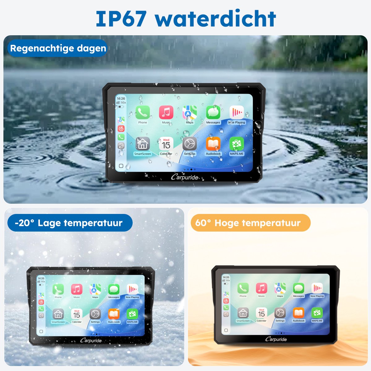 CARPURIDE W702 - 7 inch - Motor Carplay Scherm - draadloze CarPlay