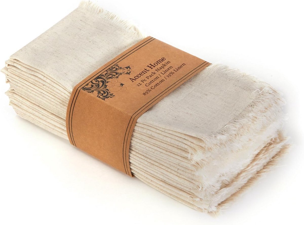 12 Katoenen Servetten Groot (45x45 cm) - Hotelkwaliteit, Herbruikbaar en Wasbaar
