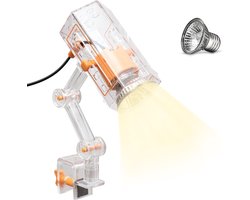 Verstelbare lamp met verlichting en verwarming voor reptielen, 360 graden draaibare arm, simuleert zonlicht, UVA/UVB ultraviolette straling, transparant, 25 watt (geschikt voor schildpadden).