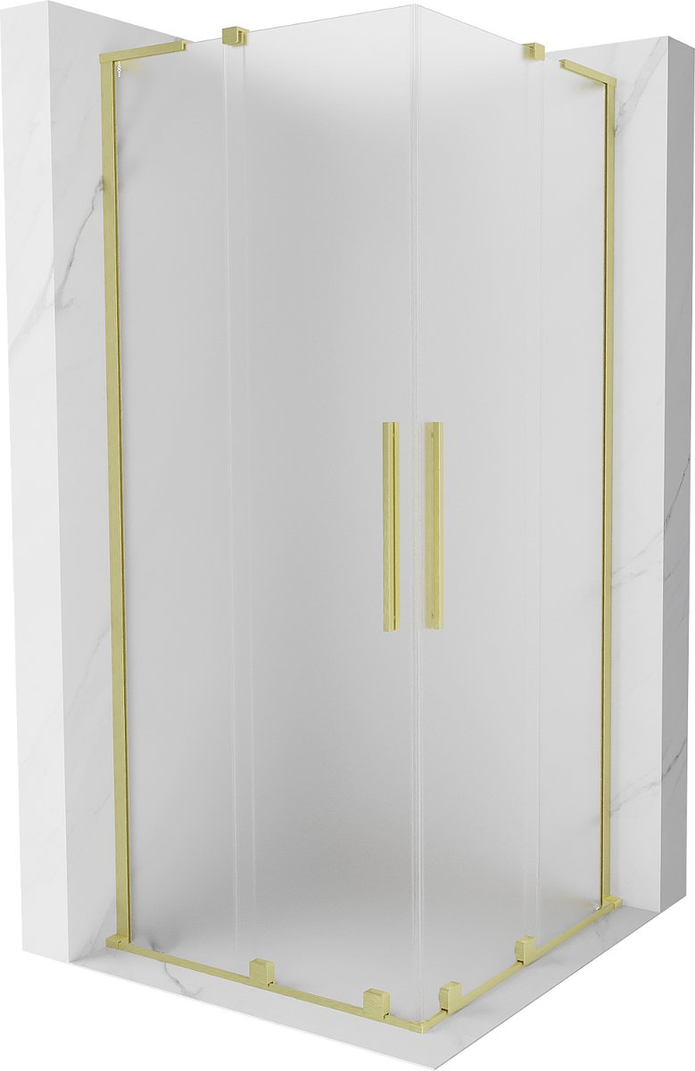 Mexen Velar L Duo schuifdouchecabine 80 x 80 , ijs, geborsteld goud - 871-080-080-02-33-55