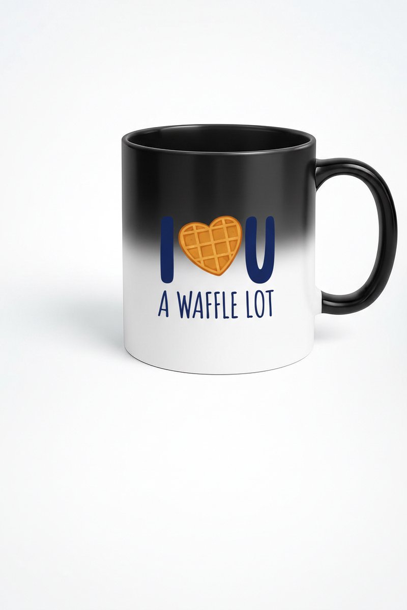 Magische Mok 'I U A WAFFLE LOT' - Warmtegevoelige Liefdes Wafel Beker