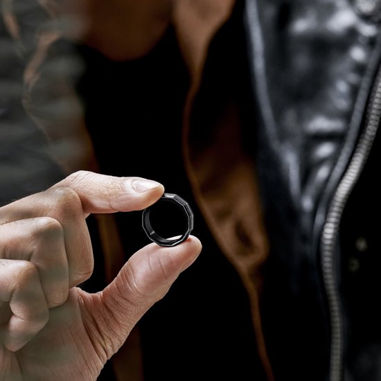 Bague en acier noir vintage Pearce Crux