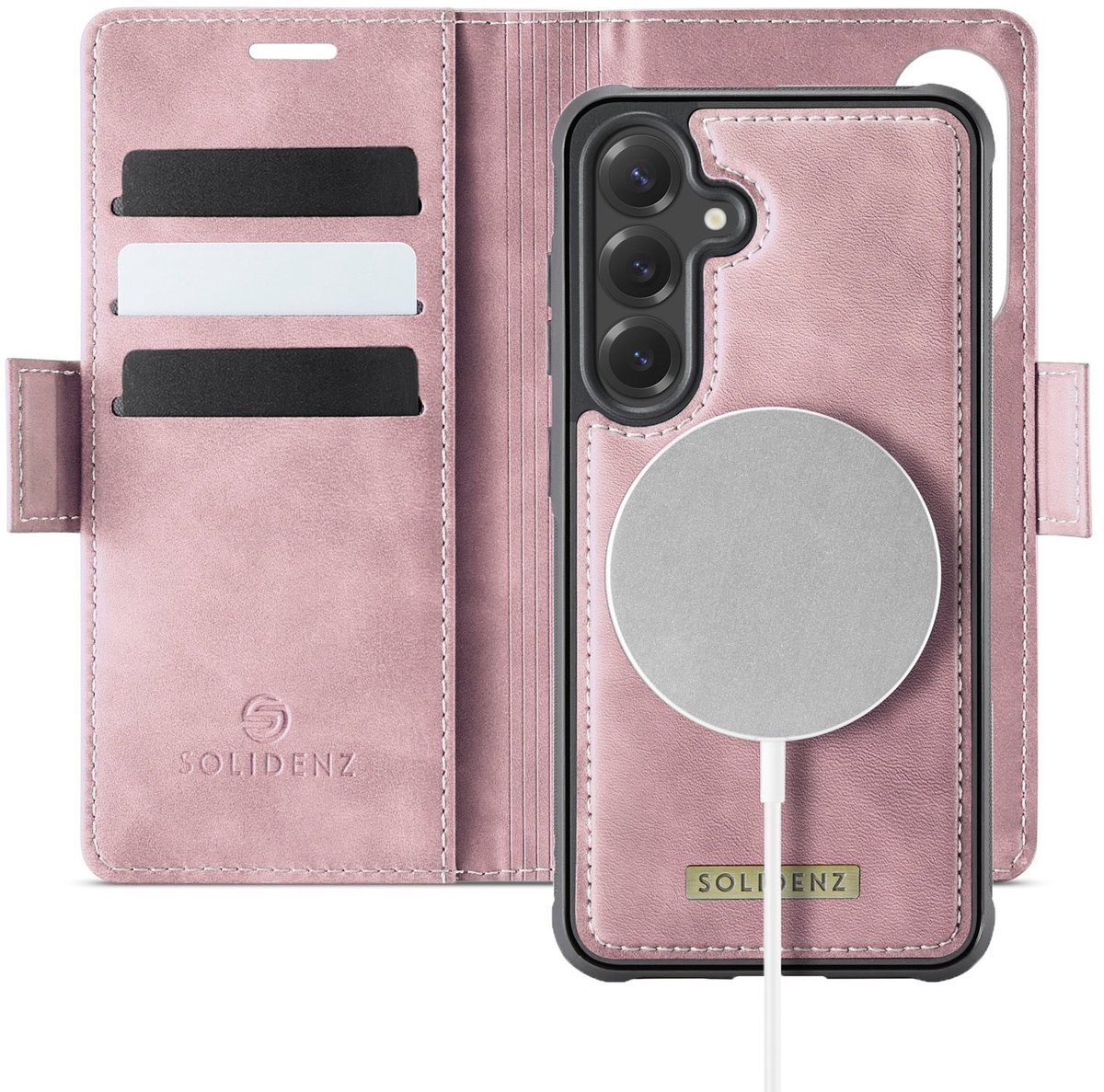 Solidenz hoesje – Geschikt voor Samsung Galaxy S26 – Luxe 2-in-1 Hoesje geschikt voor MagSafe – Afneembare case – Roze