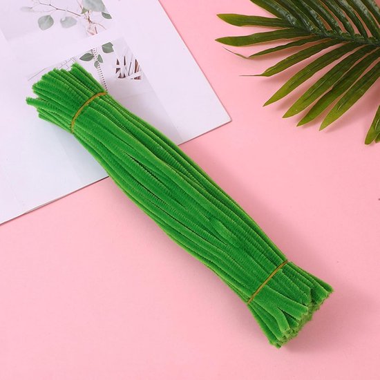 TOAOB Chenille pijpenreiniger, kleurverloop, groen, 30 cm lang en 6 mm breed, 100 stuks, voor knutselen en decoreren, doe-het-zelf