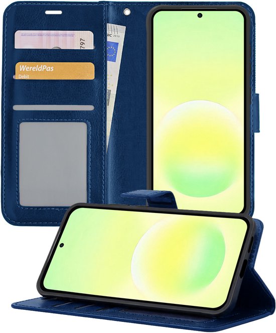 Samsung Galaxy A57 bookcase hoesje donkerblauw – portemonnee hoes met pasjeshouder, kunstleer, flipcase, bescherming