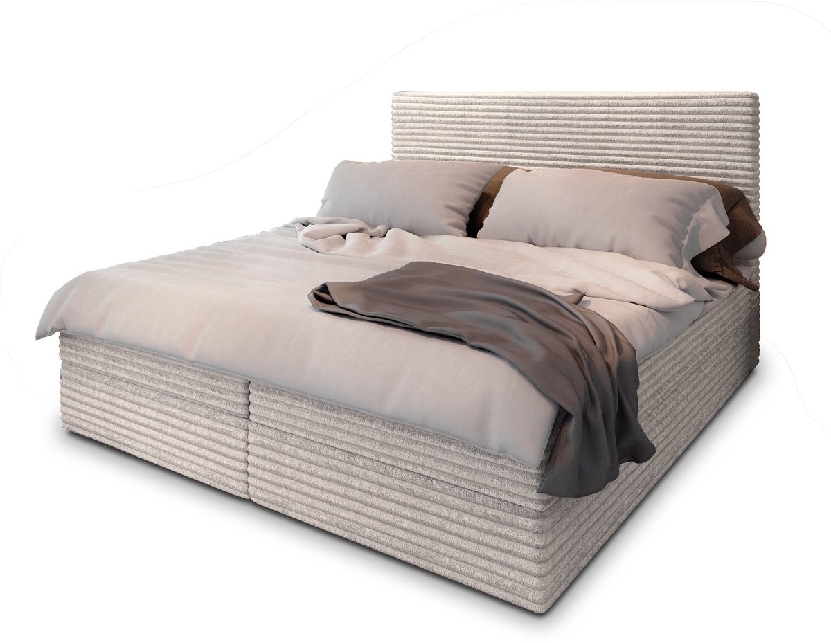 Boxspring PISA 180x200 cm met matras en topper, bedkasten - Crème thumbnail 8