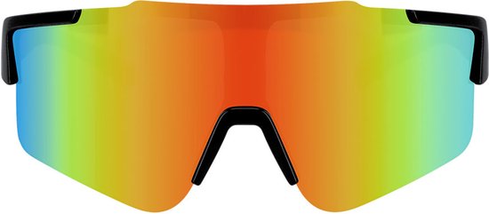 Zonnebril - Fiets - Sport - Festival bril - Rave - Voor heren en dames - Semi randloos - Zwart - Multicolor gepolariseerd spiegelglas — afbeelding 4