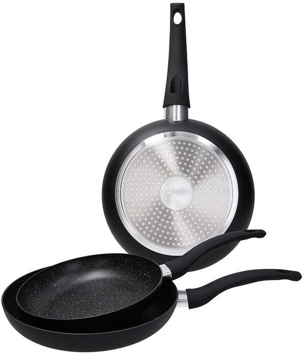 3-delige koekenpan set met antiaanbaklaag, geschikt voor inductie, 20/24/28 cm