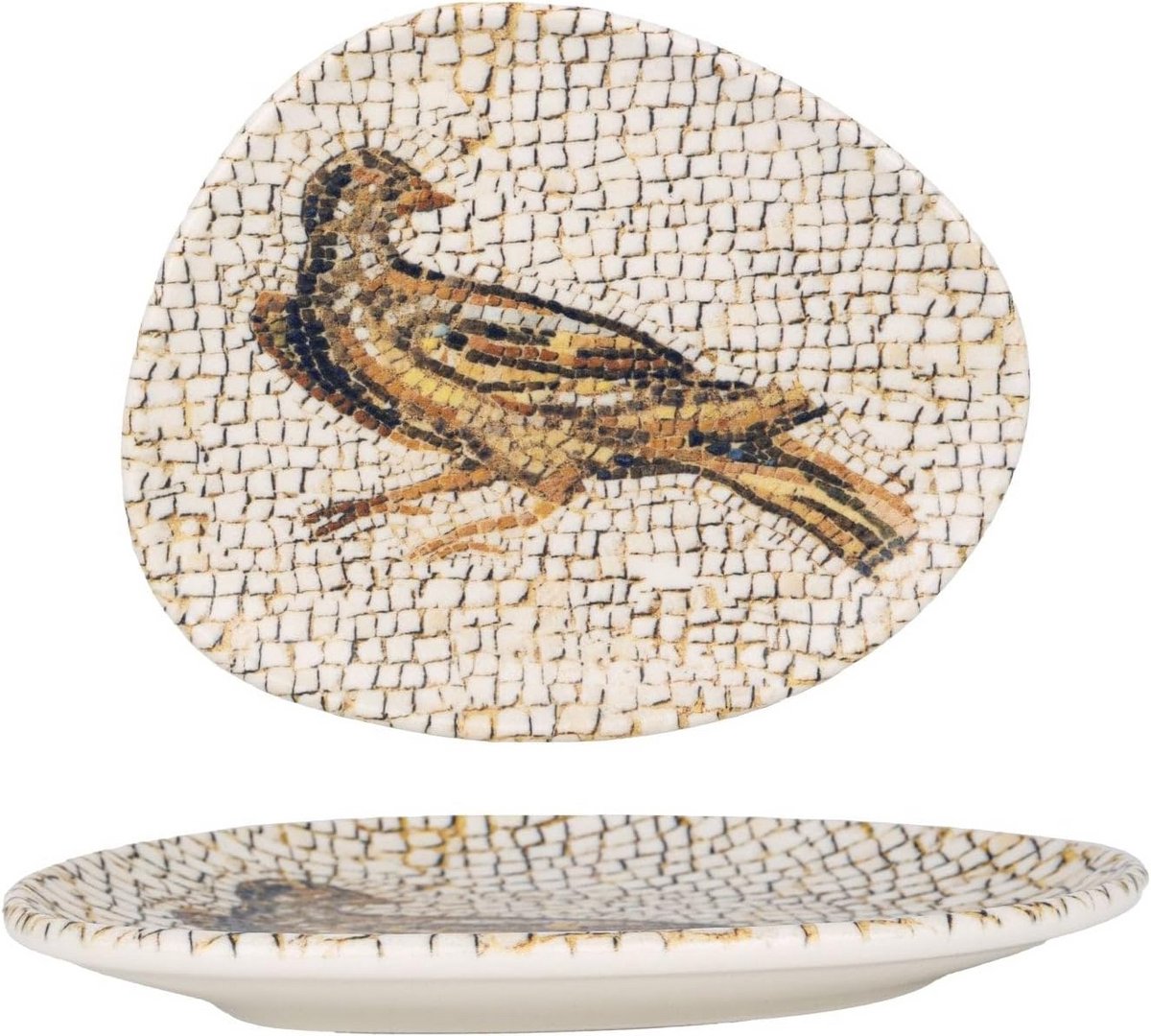 Set van 6 Dessertborden van Porselein - 19 cm - Oud-Griekse Mozaïek Stijl