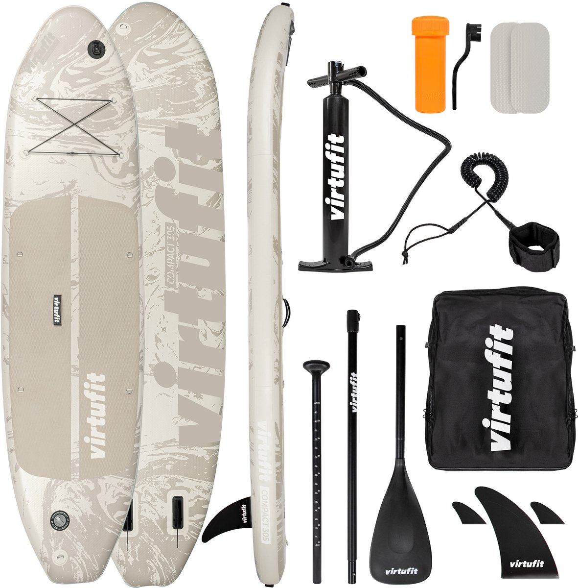 Bol.com VirtuFit Supboard Ocean Compact 305 - Sand Beige - Stand Up Paddle Board - Supboard Opblaasbaar - Voor beginners en gevo... aanbieding
