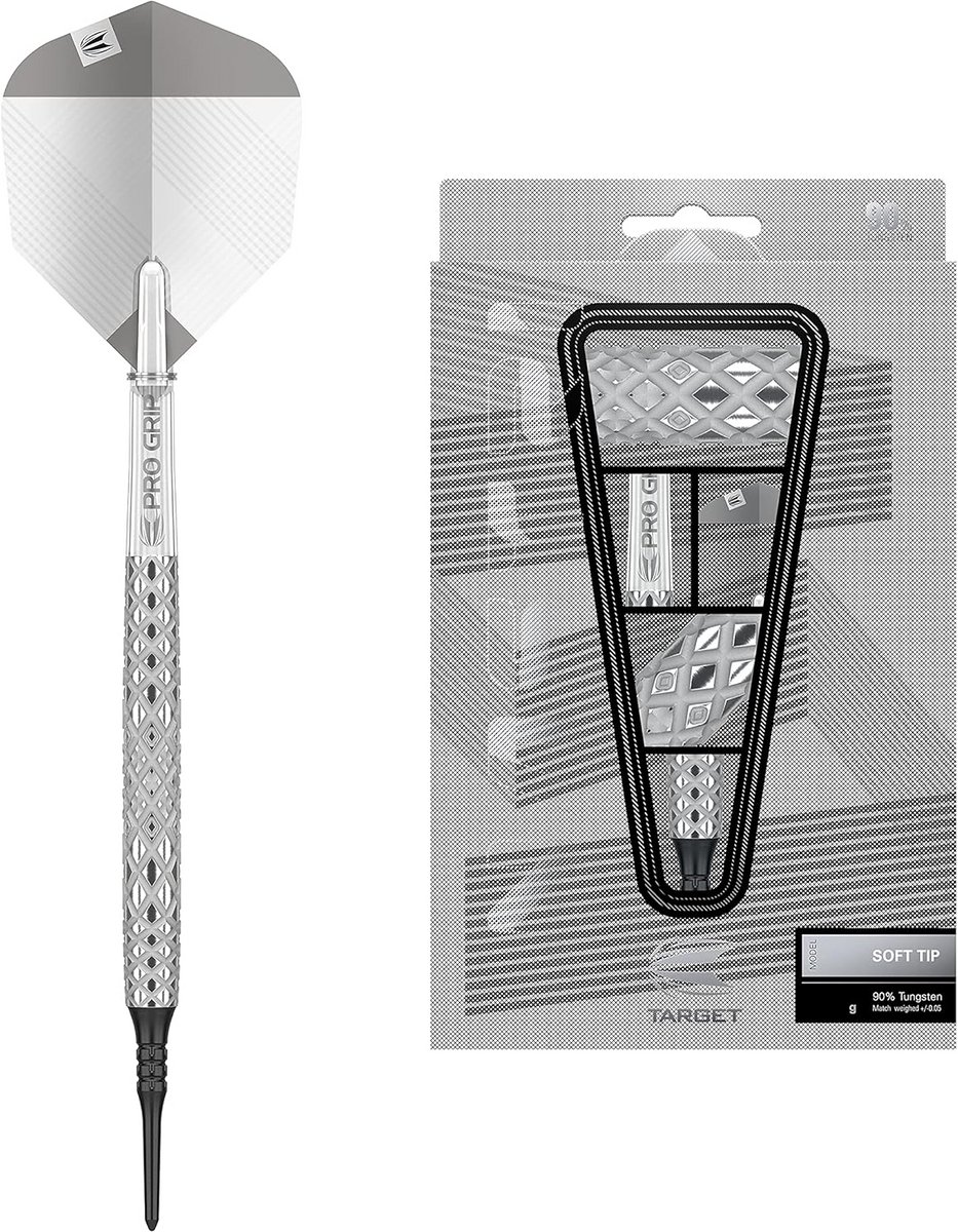 Soft Tip Darts Set van 90% Tungsten met Precisiefreeswerk en Zilveren Coating