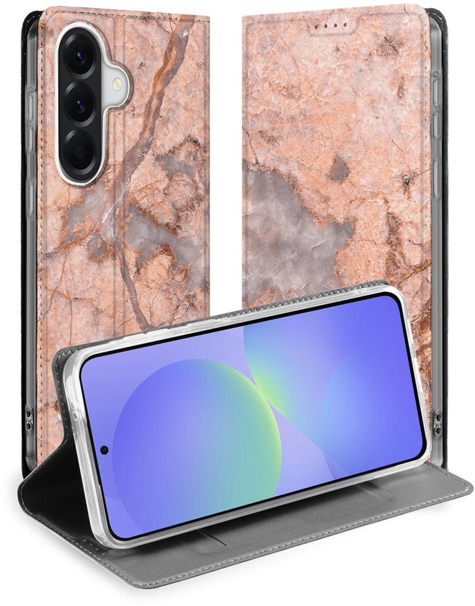Bookcase Hoesje Samsung Galaxy A37 Marmer Oranje