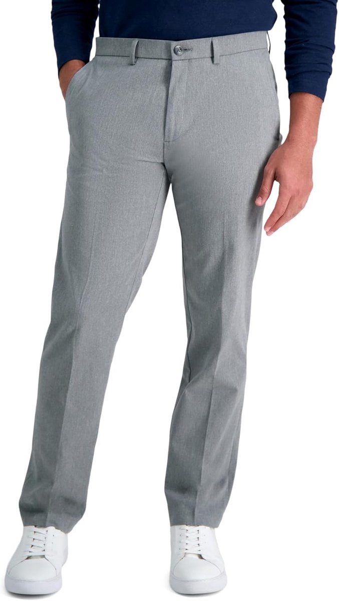 Heren Chino Broek Regular Fit Strijkvrij met Flexibele Taille Comfortabele Stretchte Kakikleur