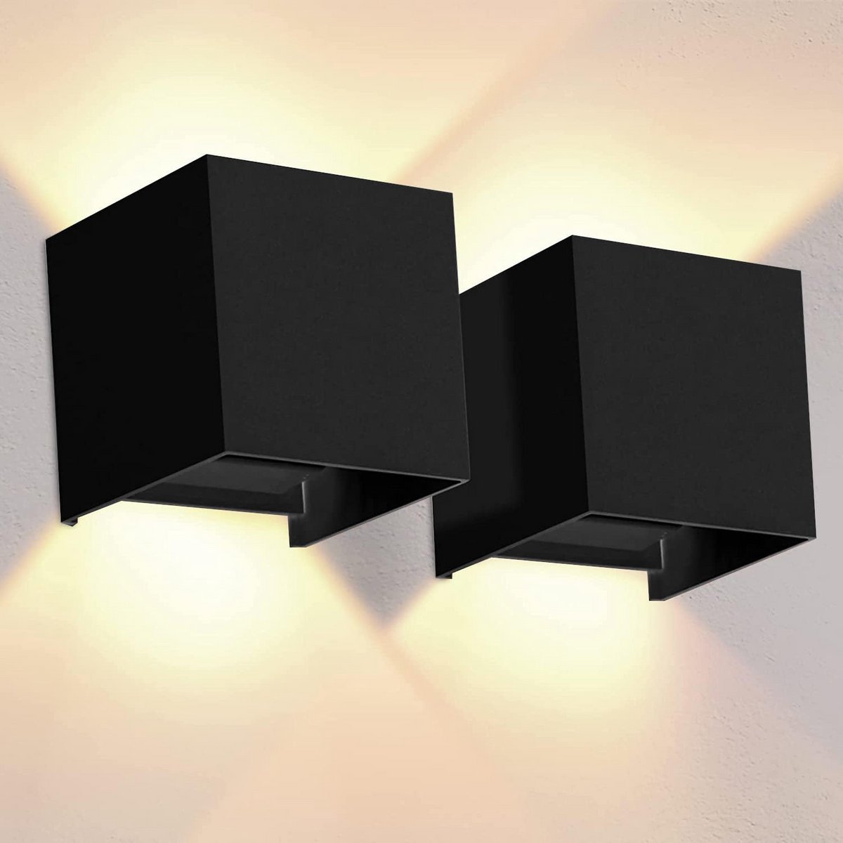 Zwart LED Buitenlamp Set van 2 - Waterdichte Wandverlichting voor Buiten