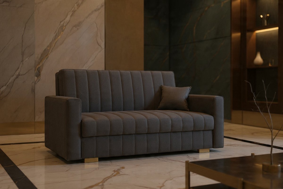 Zanzibar Luxe Slaapbank 3-Zits met Bedlade en Slaapfunctie – Grijs – Comfortabele Sofa met Ligfunctie – House&Garden