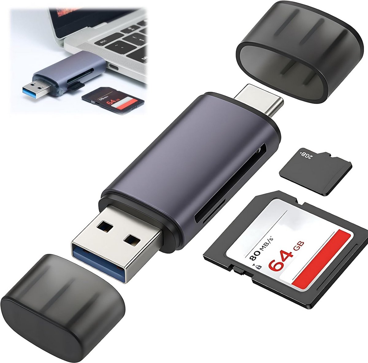 Universele USB C SD Kaartlezer - Dubbele Sleuf - USB 3.0 OTG Adapter