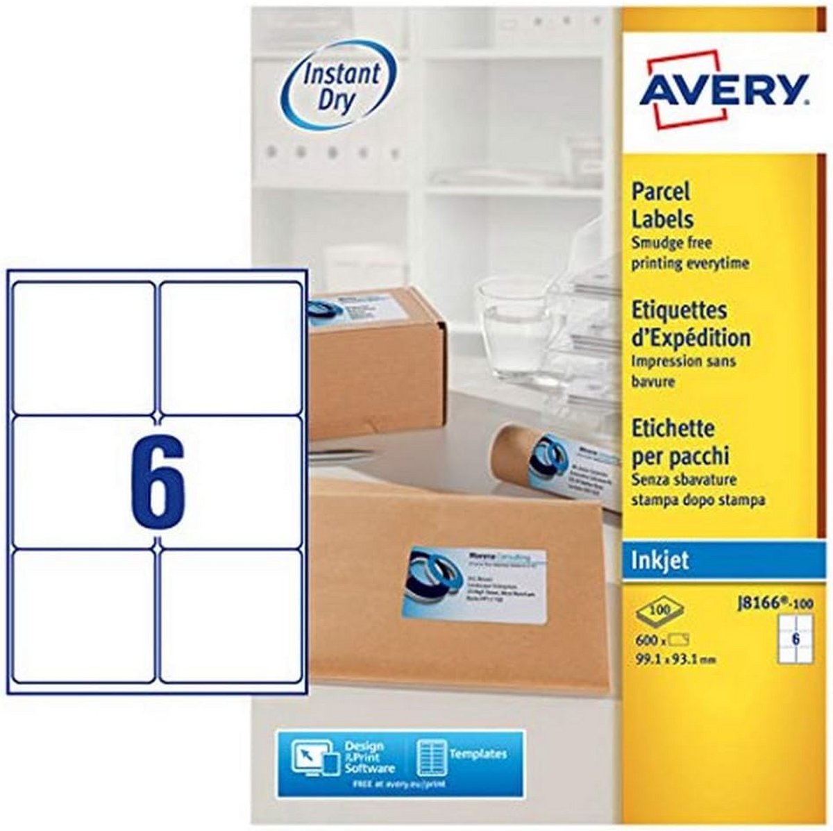 Grote set zelfklevende pakketverzendlabels voor inkjetprinters - 600 vlekbestendige etiketten