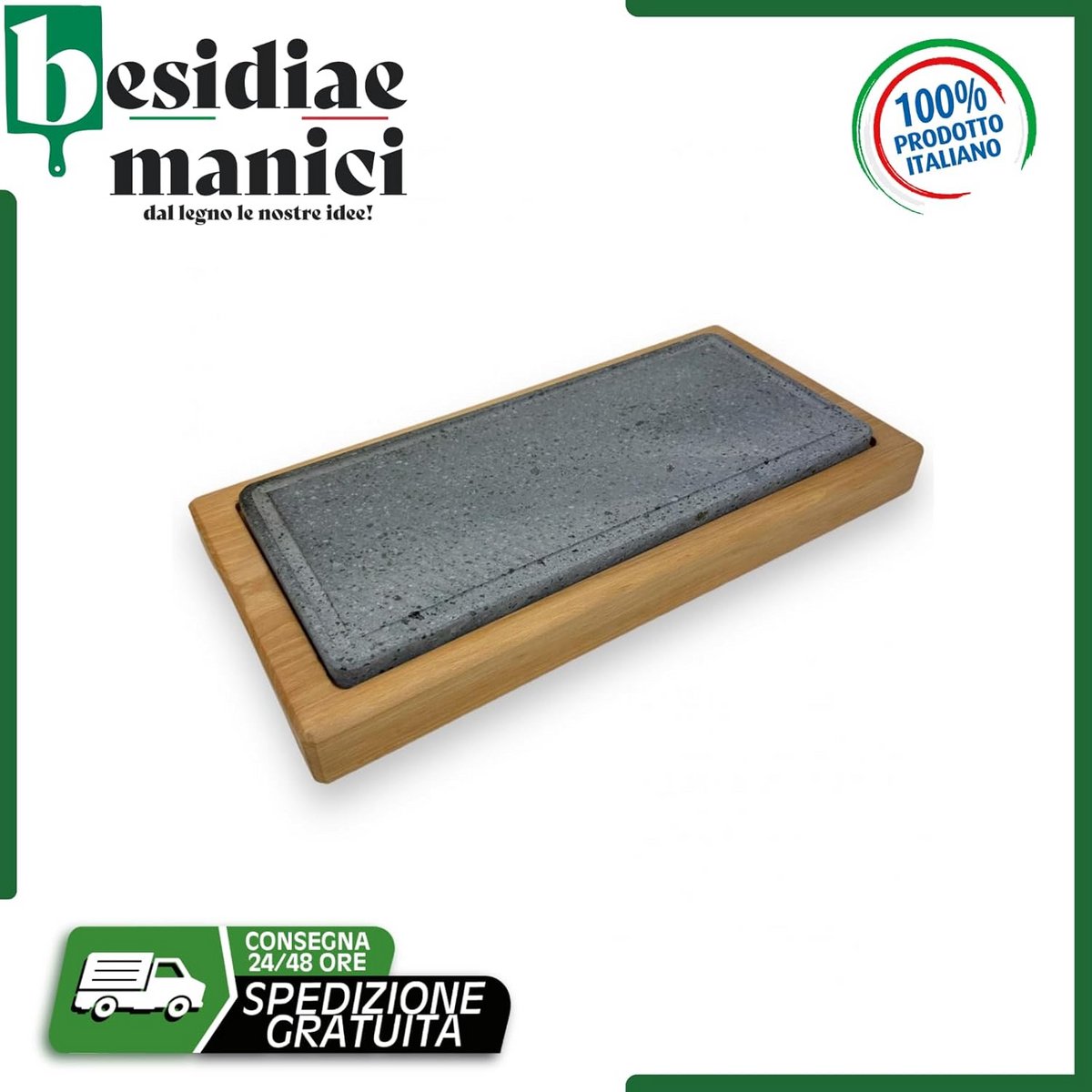 XL Houten Steigerhouten Plank met Lavasteen - Handgemaakt
