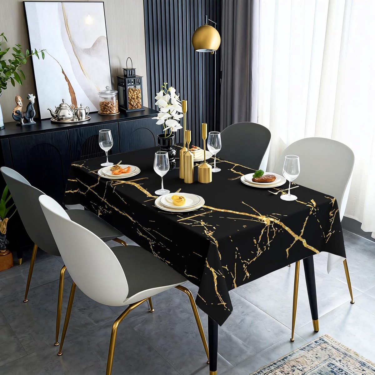Vuilafstotend Tafelkleed Linnenlook 80x80 cm Wasbaar voor Binnen en Buiten