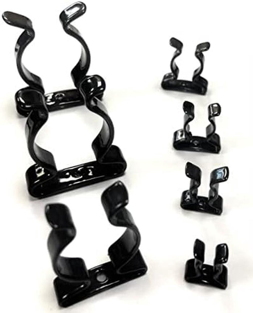 8 Stuks Stevige Gereedschapshouders Zwart Gecoat Veerstaal 6mm