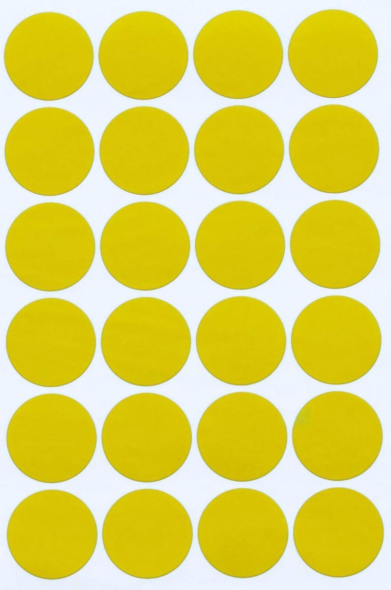 Gele Ronde Etiketten 25mm - 360 Stuks Kleurcodering Stickers