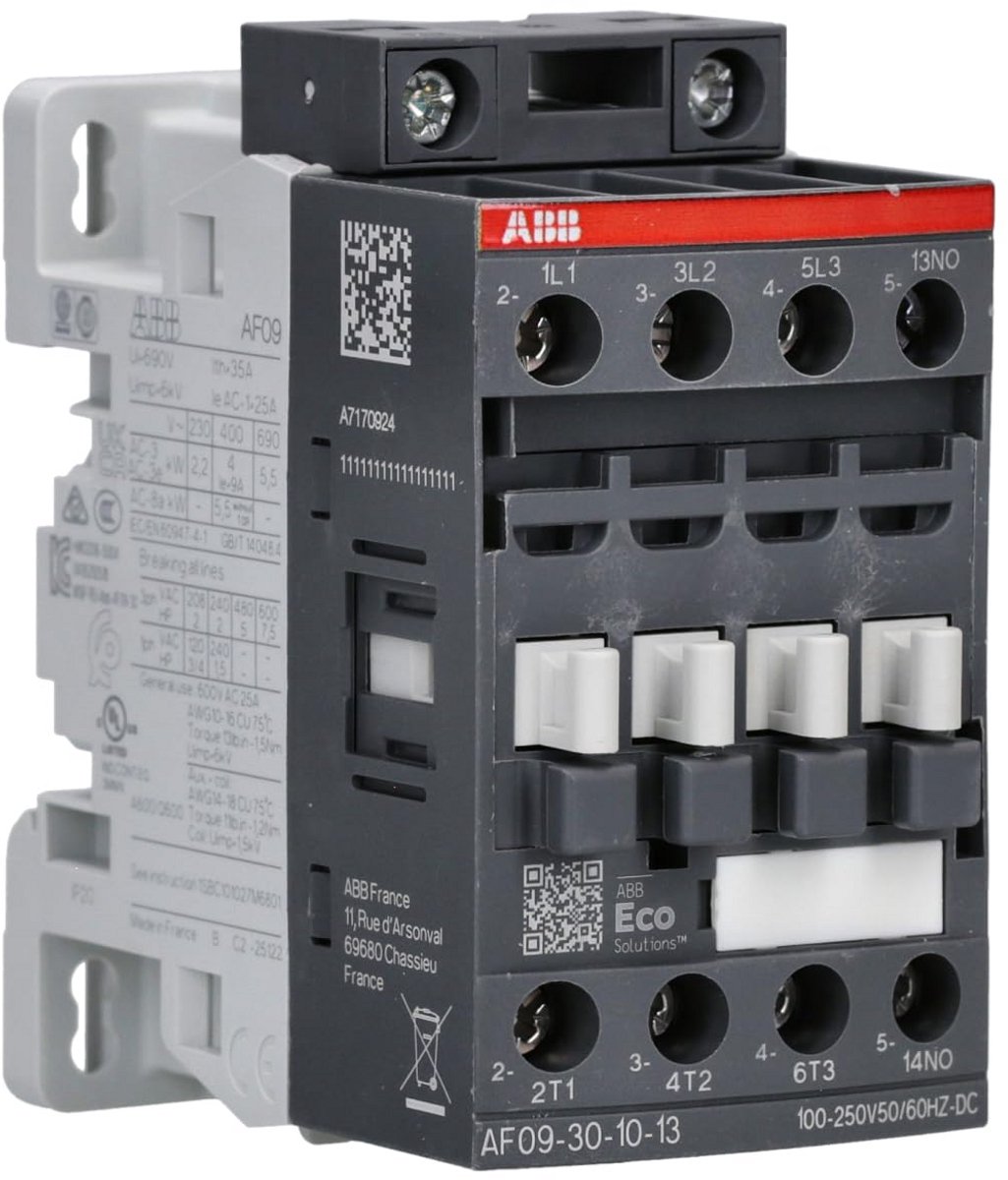 3-polige contactor 9A met 100-250V stuurspanning