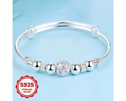 S925 Zilveren Armband voor Dames - Verstelbare Bangle met Bedel