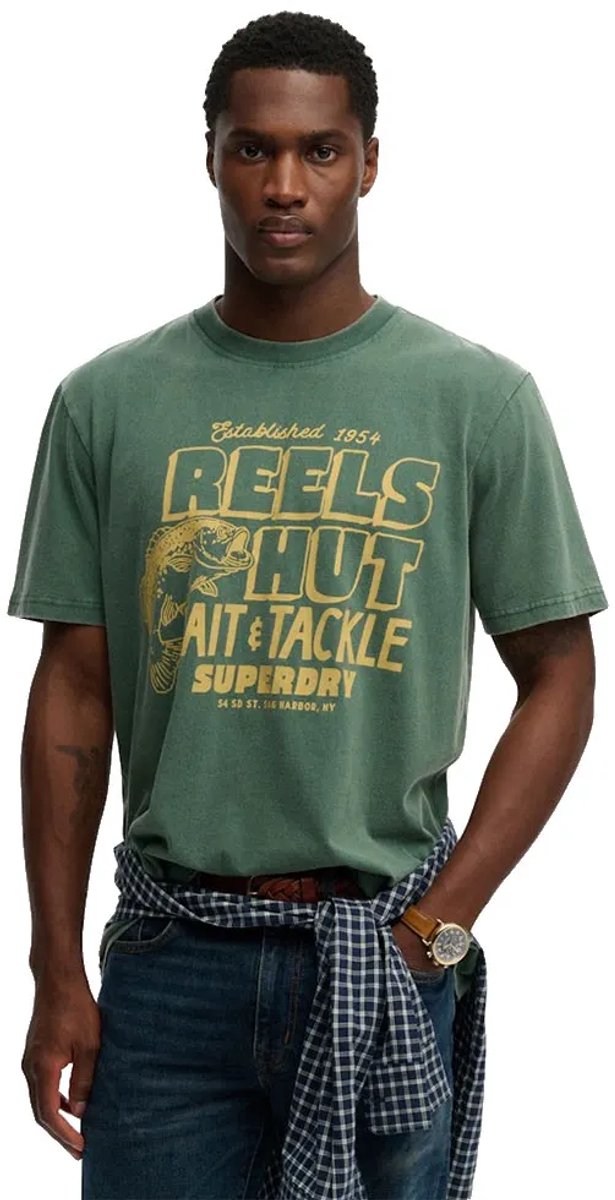 Superdry Roadside Trade Loose T-shirt Heren T-shirts Groen