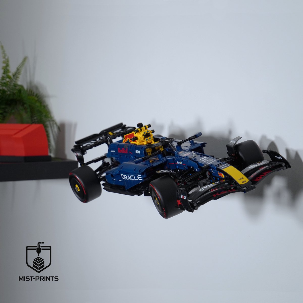 Mist-Prints - Wandbeugel voor bouwset F1 racewagen 42206 - Muurhouder - Zwart - 3D-geprint