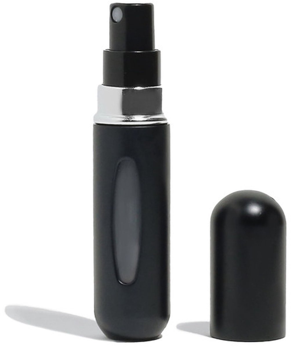 2x Parfumflesje - Navulbaar - Reisparfum - Verstuiver - Refillable - Hervullen - Travel perfume atomizer - Lipstick formaat - 5 ml - Parfum to go - Compacte spray - Handbagage - Zwart - Jonyx