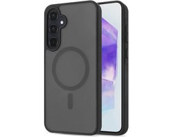 Hoesje Geschikt voor Samsung Galaxy A55 - Compatibel met MagSafe - Matte Beschermhoes - Backcover met Magneet - Zwart
