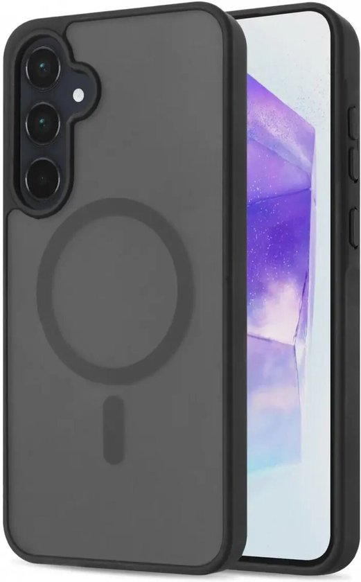 Samsung Galaxy A55 Hoesje Mat Zwart – Matte Backcover met Magneet, MagSafe Compatibel, Bescherming tegen Krassen en Vallen