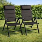 FlinQ Luma Verstelbare Aluminium Tuinstoelen 2x - Weerbestendig Tuinmeubelen - Set van 2 Relax Stoelen - Ideale Campingstoel - Ook voor Tuin of Balkon