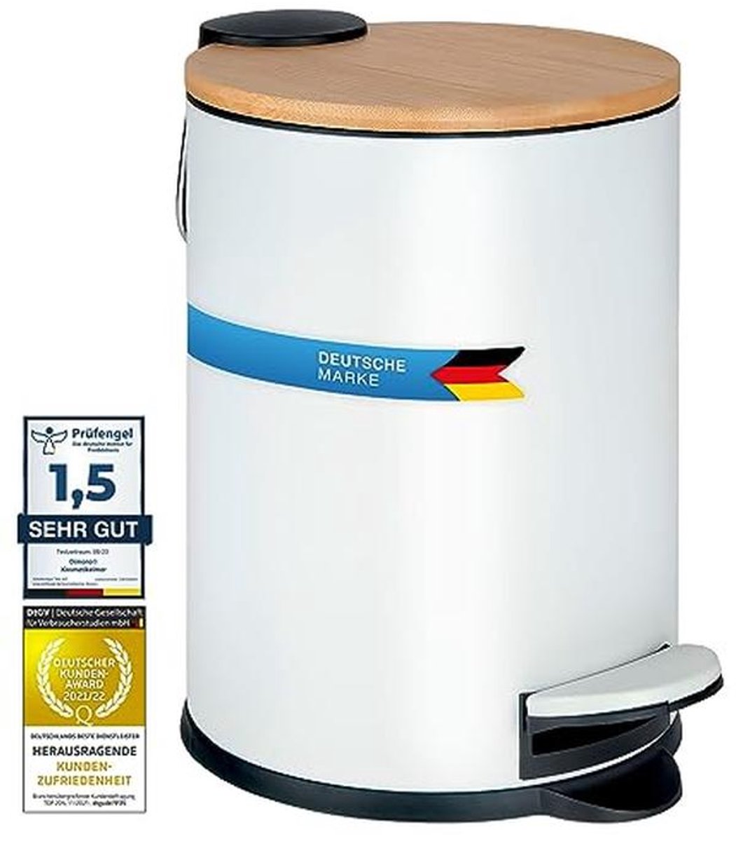 Cosmetic Bin 3 Liter - Elegant Afvalemmer met Bamboe Deksel voor Badkamer en Keuken