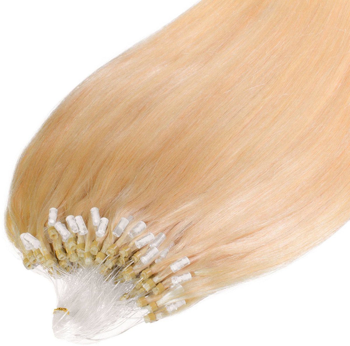 hair2heart Premium Microring Extensions Echt haar glad - 25 strengen 0,8 g 40 cm 9/0 lichtblond