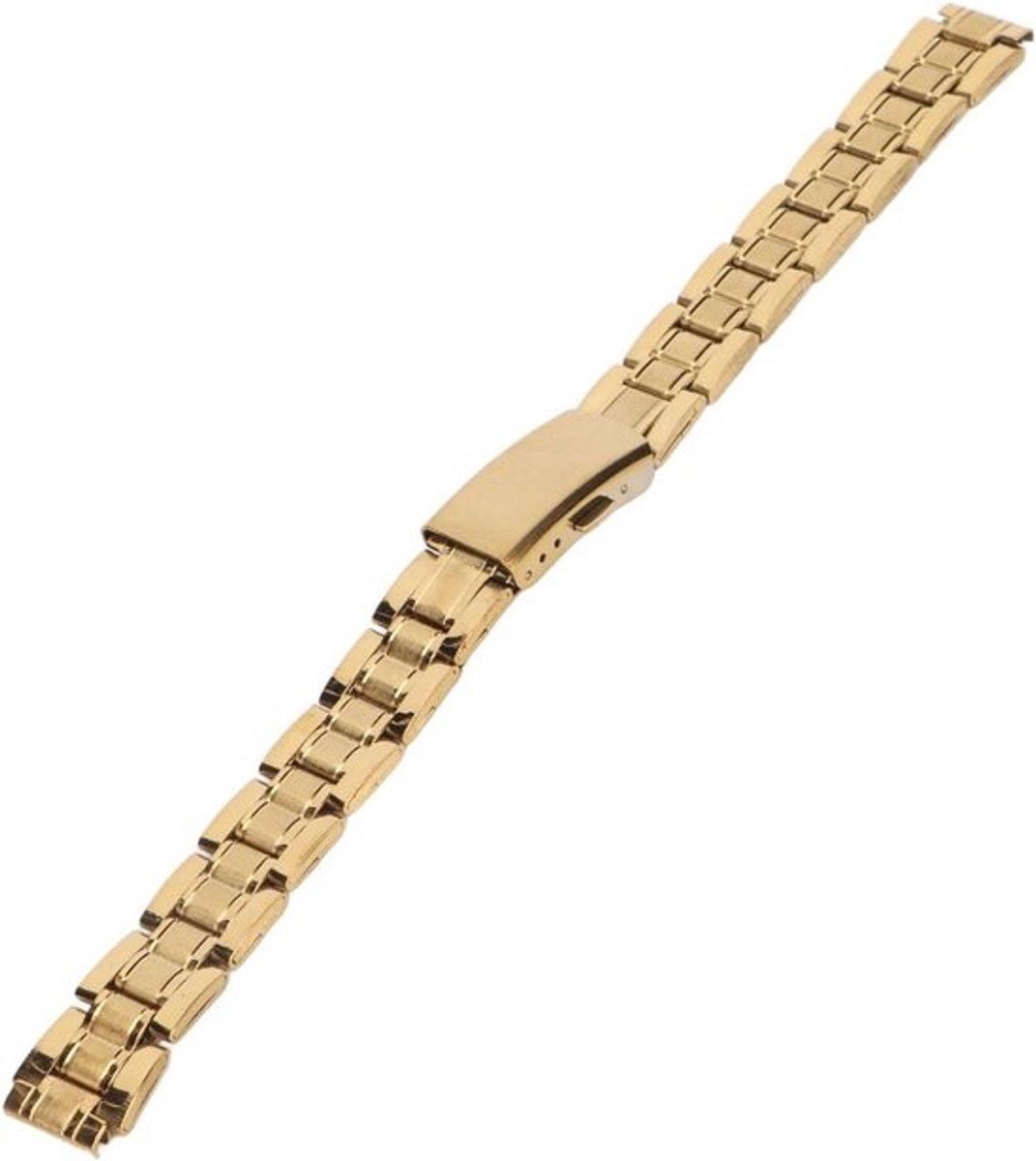 Vervangende Smartwatch Horlogeband - Roestvrijstaal - Dubbele Sluiting - Goudkleurig - Dames - Compatibel met Merk - 12mm