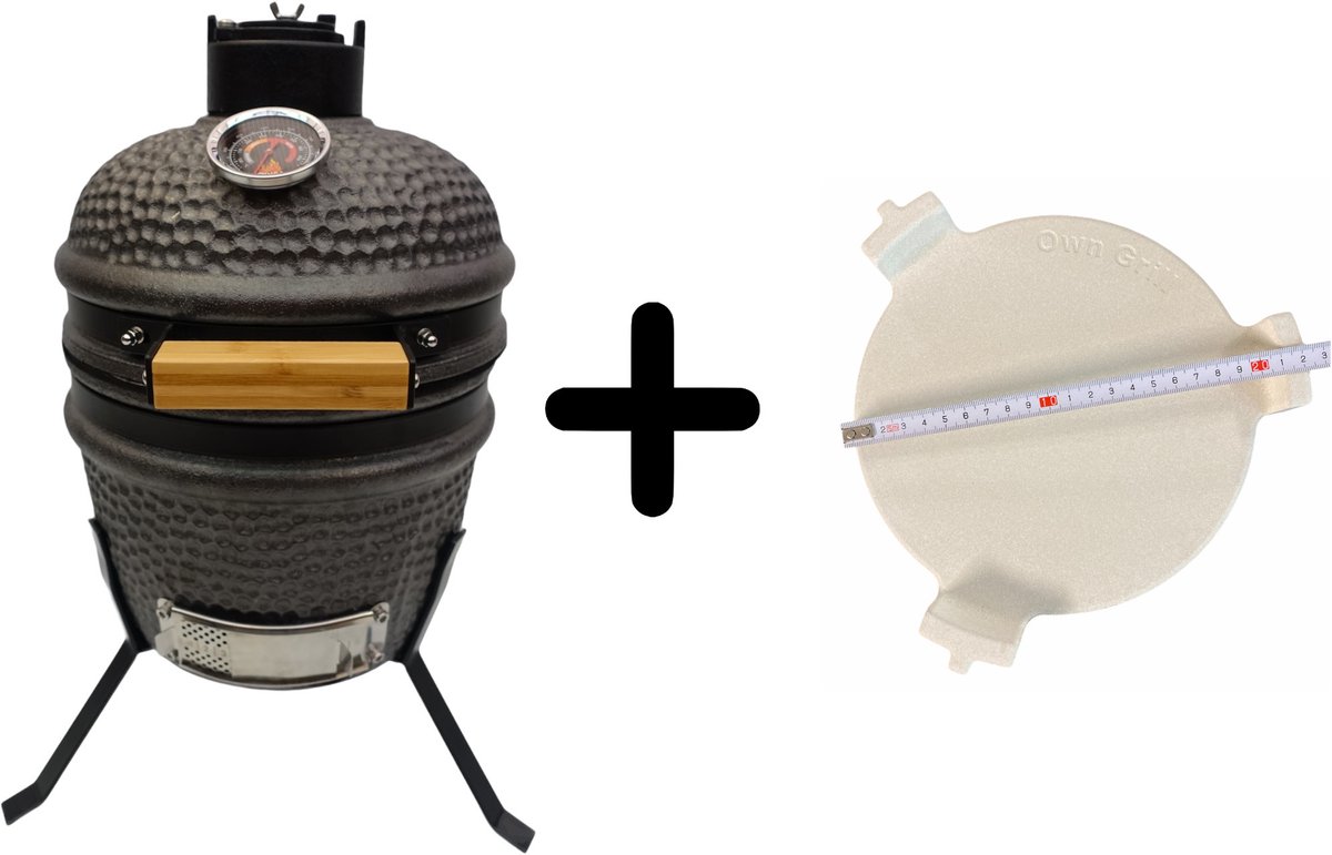 Bol.com Compleet - Own Grill 13 inch kamado barbecue V1 zwart met heatdeflector aanbieding