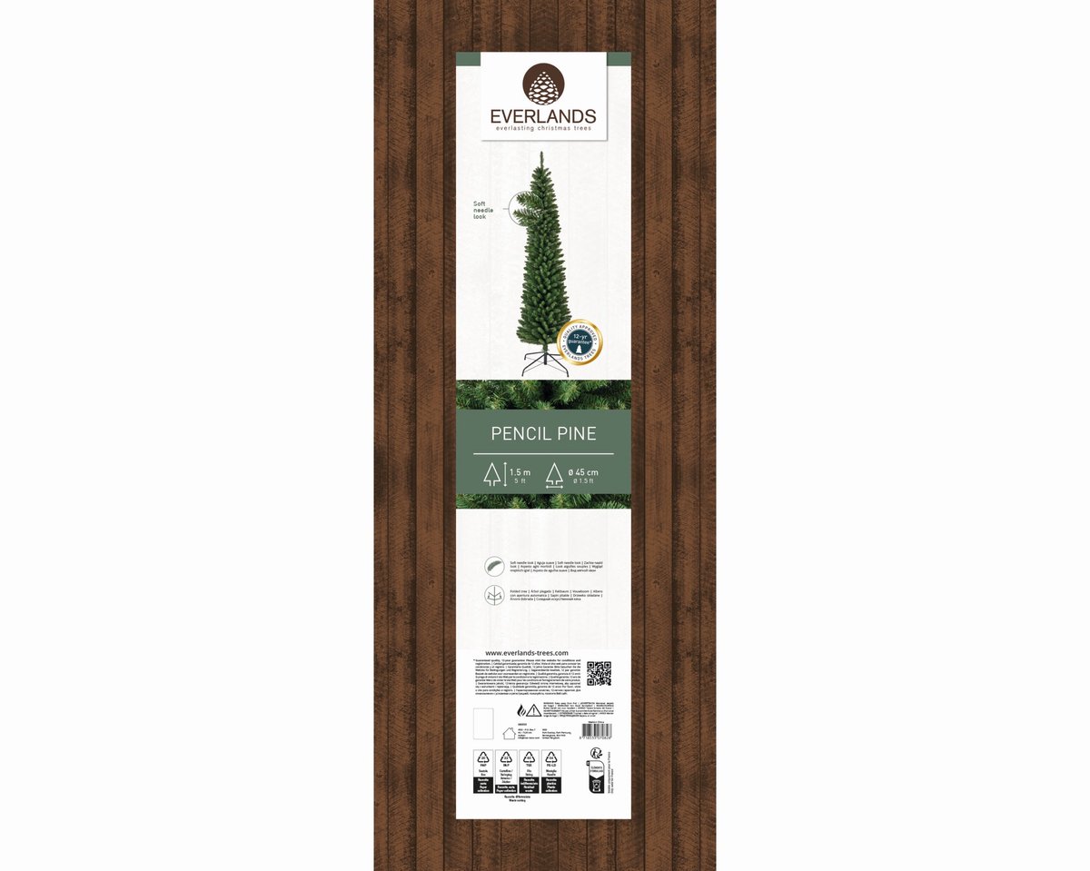 Kunstkerstboom - Pencil pine - h150 cm - Dia 45 cm - Extra smal - Groen – foto 5
