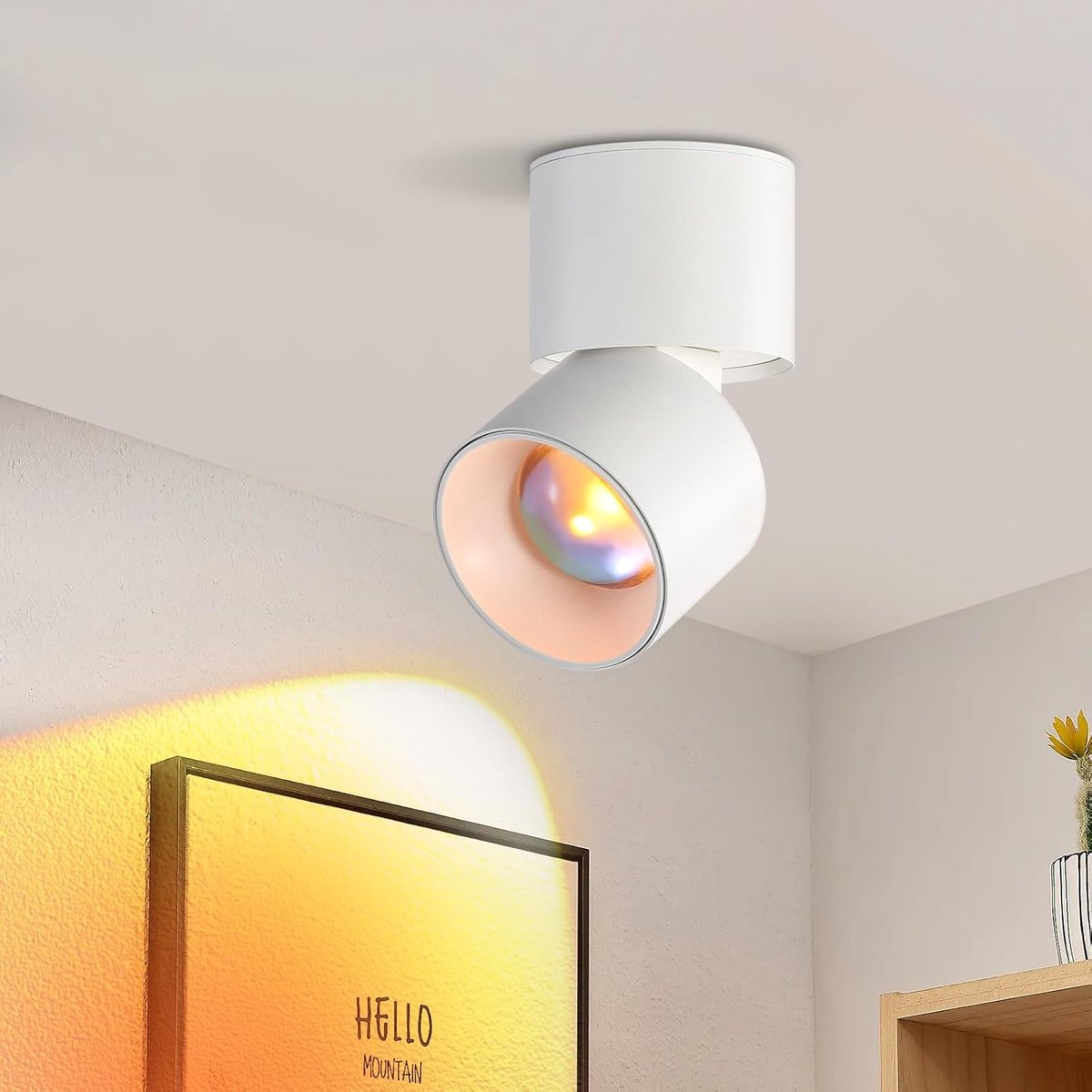 Glitzerlife - Plafondspot Plafondlamp - Zonsondergang sfeerverlichting opbouwspots - Draaibaar en Kantelbaar - Cilindrisch Metaal - 1xGU10 fitting - Ø7cm - Wit
