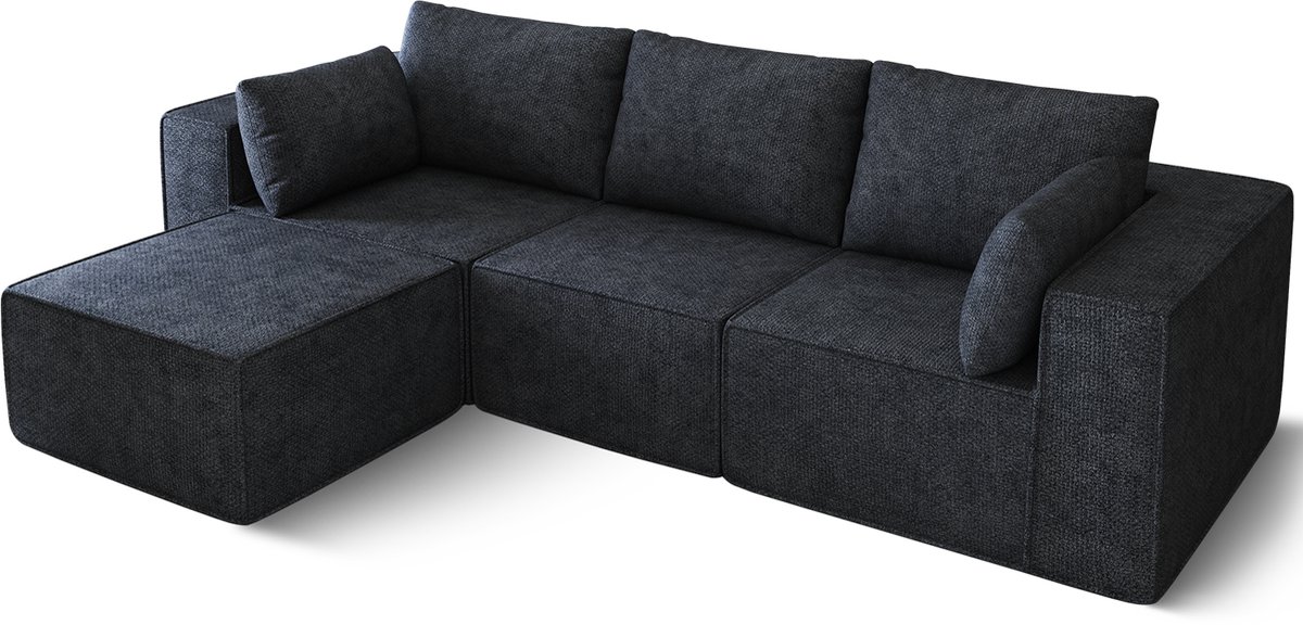 Fukstern Hoekbanken hooge Ergonomische Comfort - Multifunctioneel L-vormige moderne hoekbank - Modulair Ontwerp - Blauw