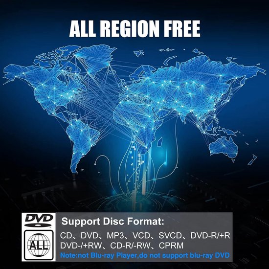 Mini DVD Speler voor TV met HDMI en AV, Full HD 1080P Ondersteuning, Regionale Vrijheid zonder Blu-ray Ondersteuning — afbeelding 4