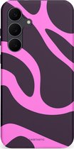 Casetastic hoesje geschikt voor Samsung Galaxy S25 FE - Dubbellaagse bescherming - Roze Paarse Lavendel Abstractie - Fashion Case - Donkergrijs Roze