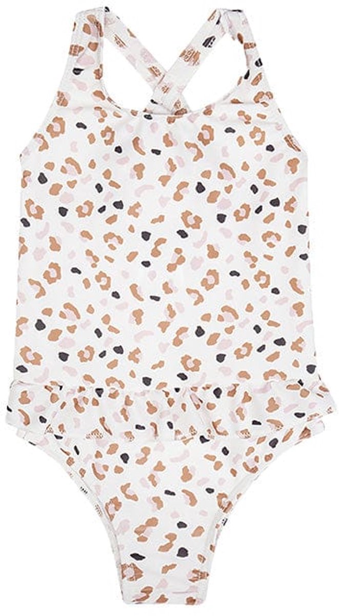 Swim Essentials - UV badpak meisjes - 0-12 Jaar - Kaki - Luipaardprint